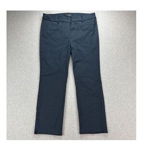 Roz & Ali Pant‎ Womens 10 Blue Black Geometric Print Straight Leg Casual Career